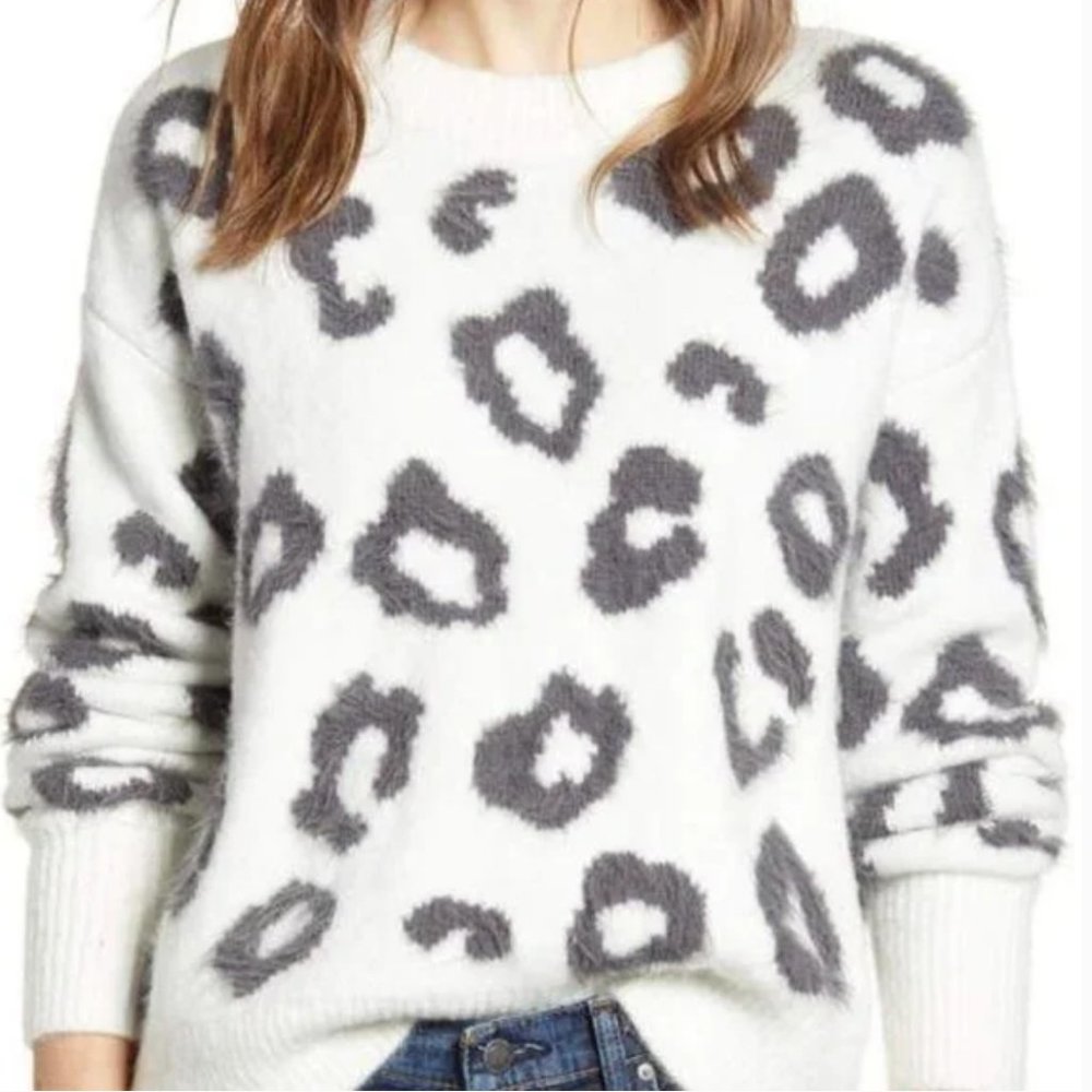 Lou & Grey Leopard Fuzzy Sweater - NWT